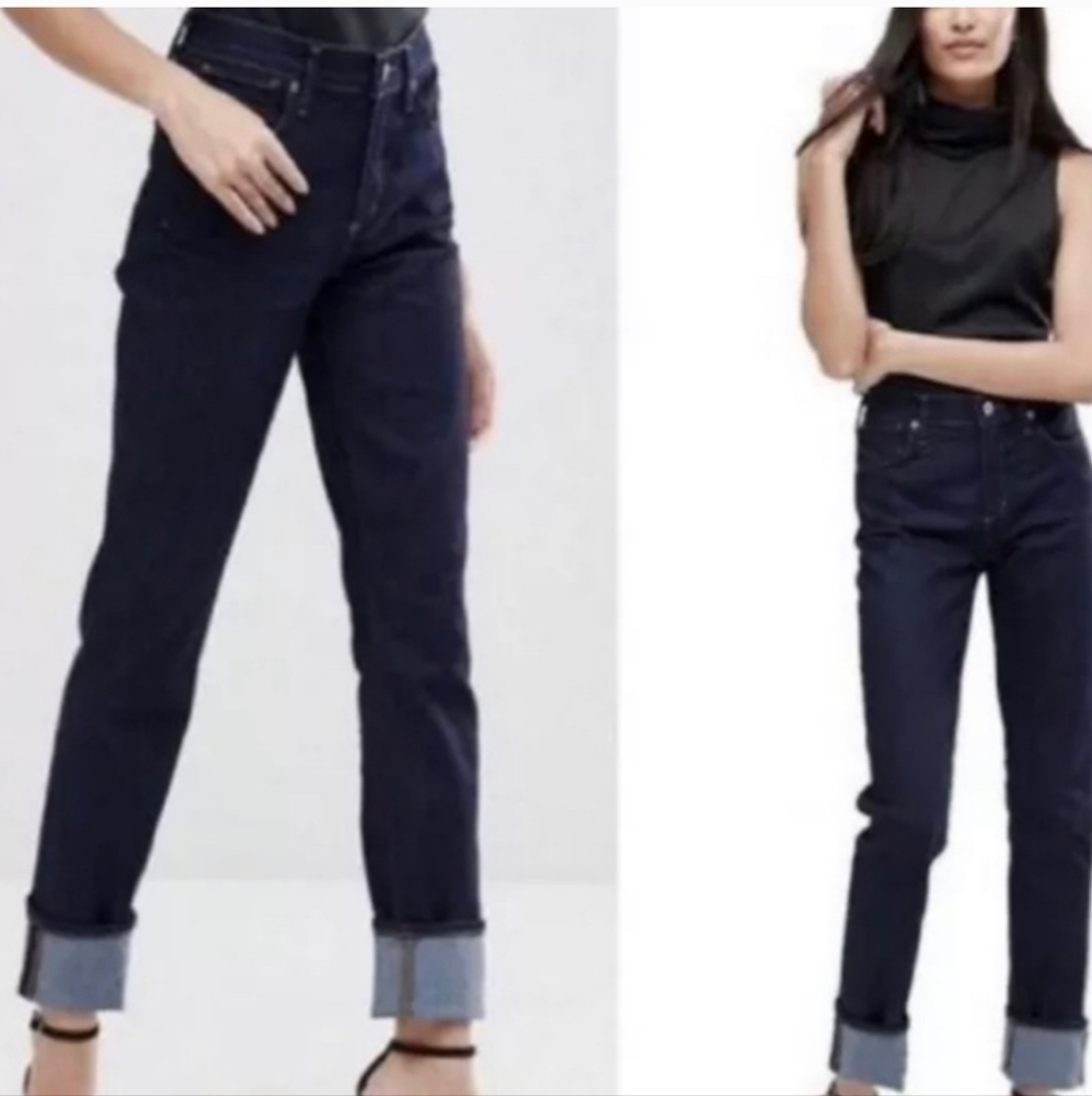 Agolde High-Rise Straight Jeans in Dark Indigo